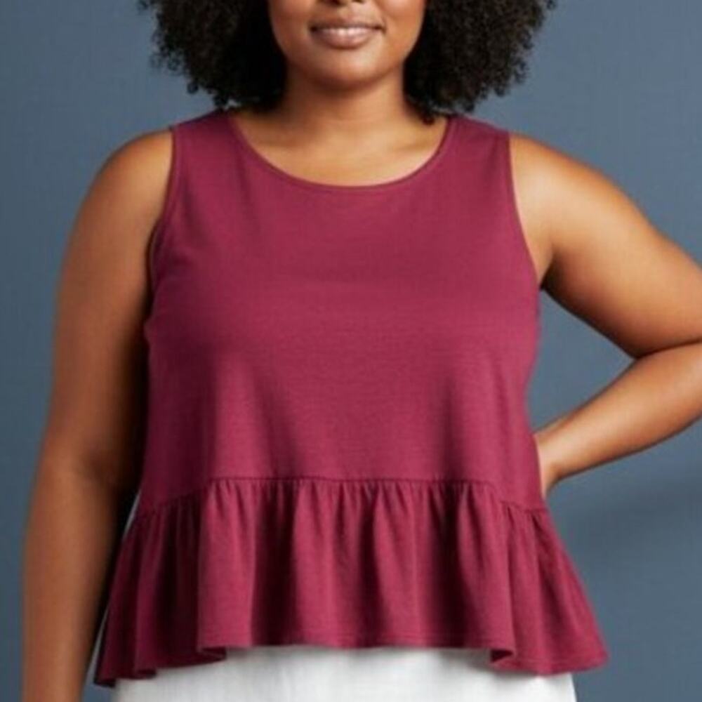 Coco + Carmen Hot Pick Magenta Ruffle Hem Sleeveless Top XXL NWT